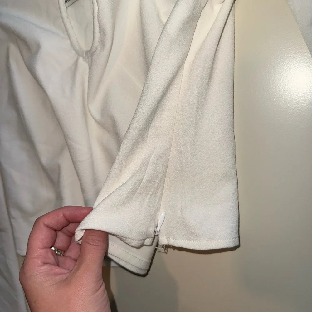 Abercrombie & Fitch White Long Sleeve with Tie Neck